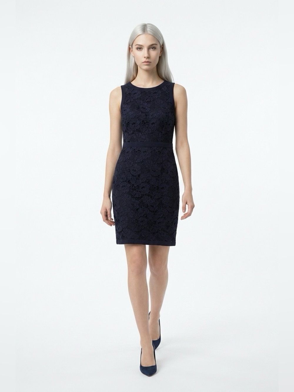 Ann Taylor Navy Lace Sheath Dress